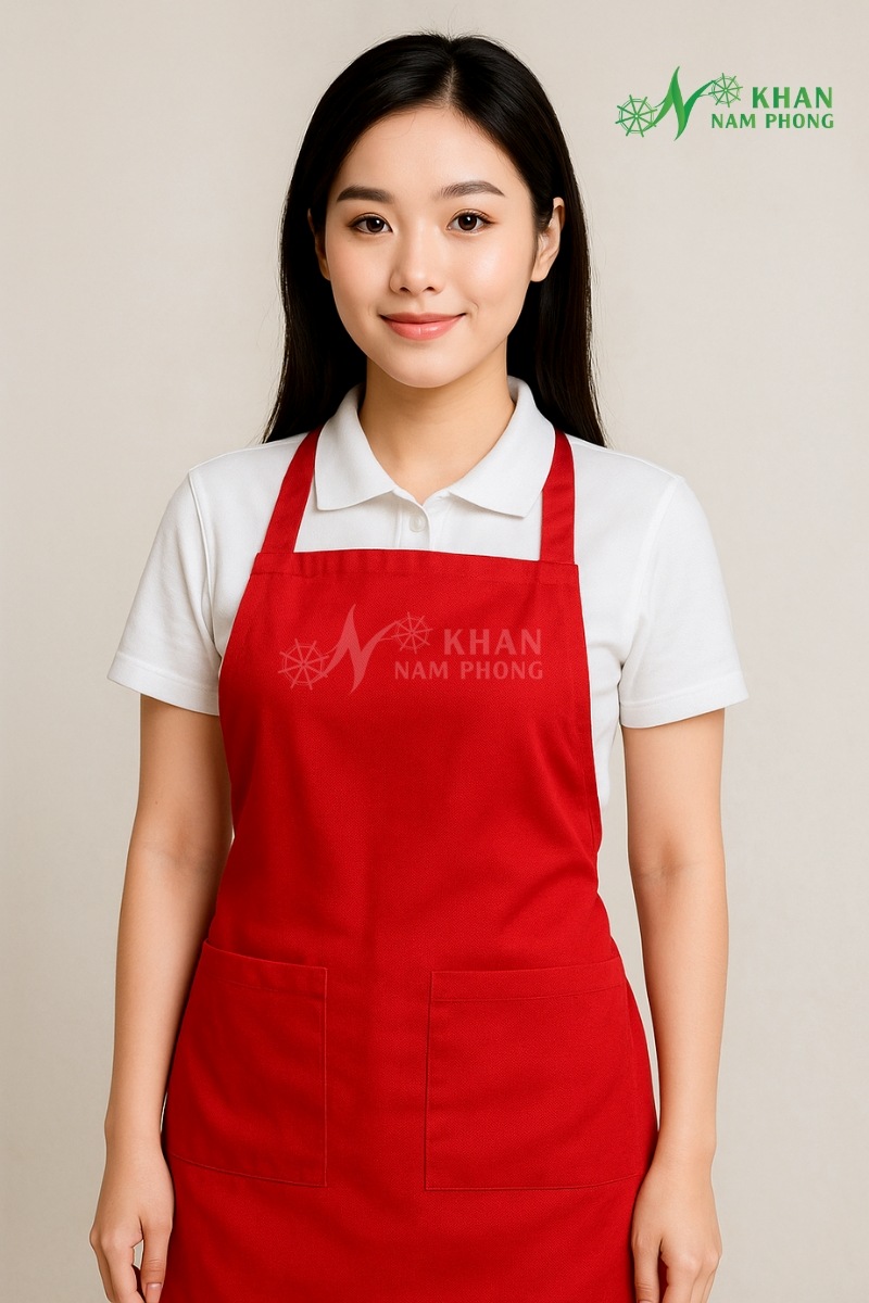 Tạp Dề Đồng Phục Chuyên Dụng Cho Spa, Nails Màu Đỏ Trơn Chất Liệu Kaki Freesize Tạp Dề Đồng Phục Chuyên Dụng Cho Spa, Nails Màu Đỏ Trơn Chất Liệu Kaki Freesize