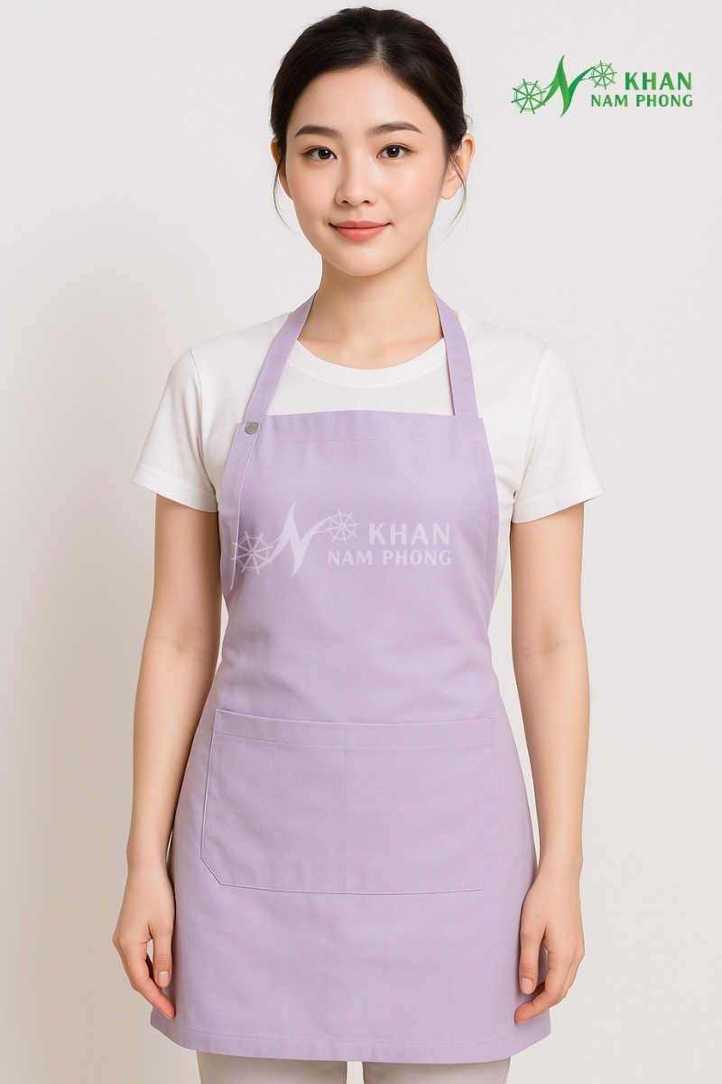 Tạp Dề Đồng Phục Chuyên Dụng Cho Spa, Nails Màu Tím Nhạt Trơn Chất Liệu Kaki Freesize Tạp Dề Đồng Phục Chuyên Dụng Cho Spa, Nails Màu Tím Nhạt Trơn Chất Liệu Kaki Freesize