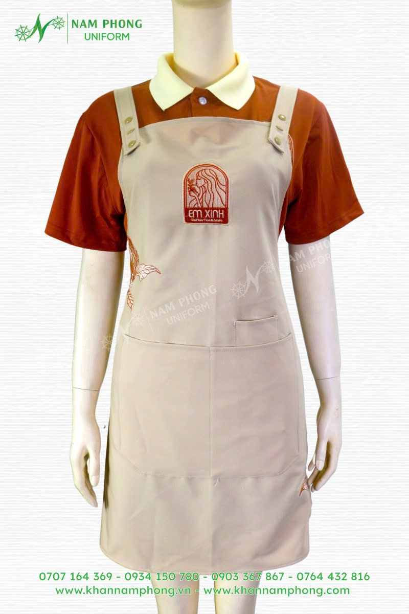 Tạp Dề Đồng Phục Quán Cà Phê Thêu Logo Cực Đẹp Tạp dề đồng phục quán cà phê thêu logo cực đẹp