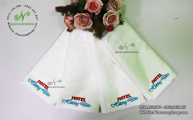 Khăn Tắm Nhà Nghỉ Hotel Thêu Logo Hương Đào (Cotton Trắng) Khăn Body, Khăn Tắm Cotton Cao Cấp Hotel Hương Đào