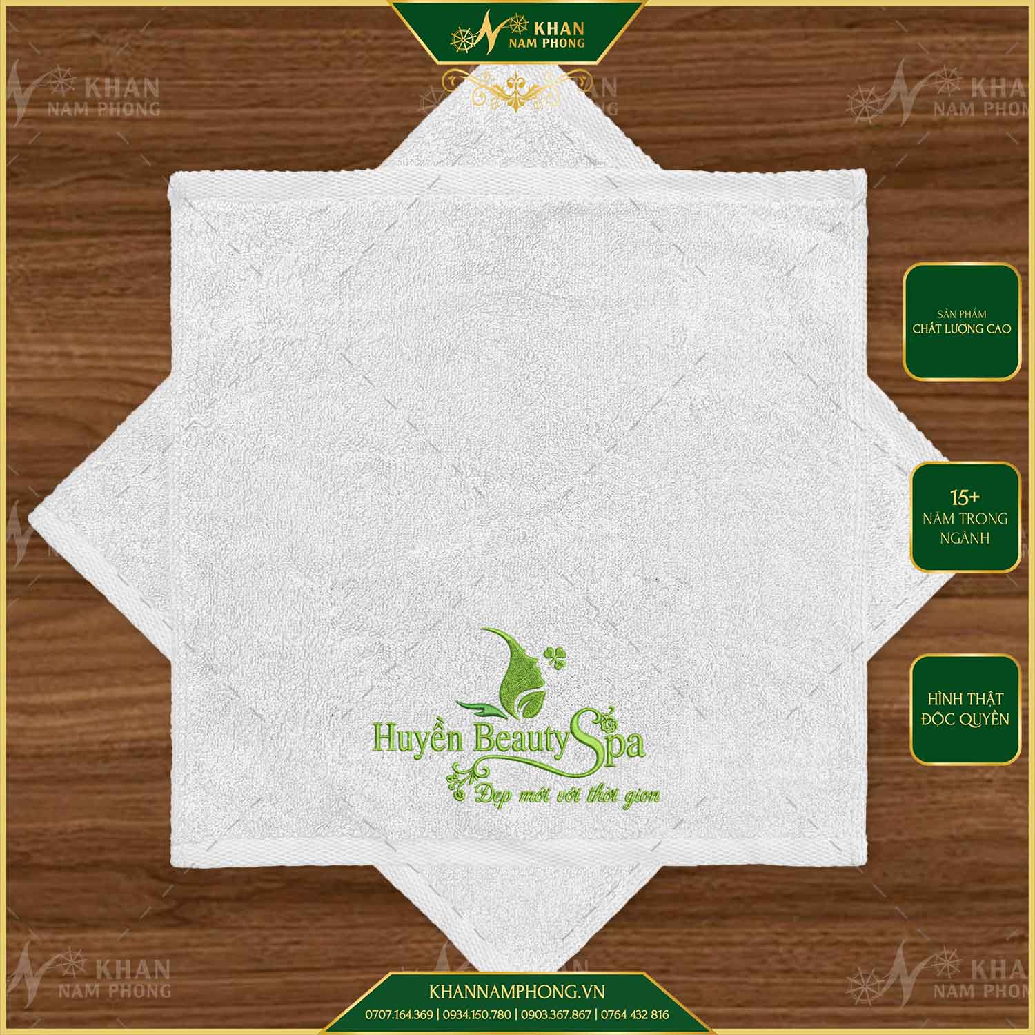 Bộ Khăn Làm Nails Màu Xanh Cốm (100% Cotton) Thêu Logo Bộ Khăn Làm Nails Màu Xanh Cốm (100% Cotton) Thêu Logo