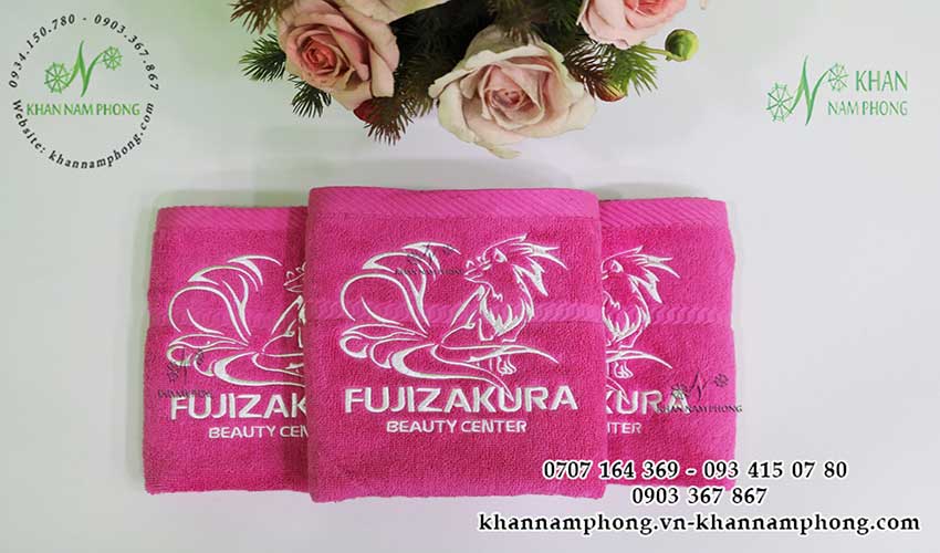 Bộ Khăn Quấn Tóc Spa Thêu Logo Màu Hồng 100% Cotton 34X80Cm Bộ Khăn Quấn Tóc Spa Thêu Logo Màu Hồng 100% Cotton 34x80cm