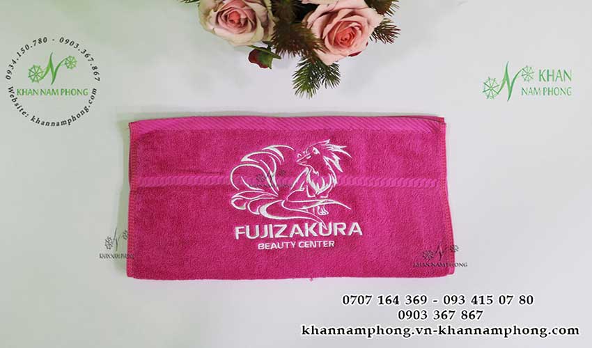 Bộ Khăn Quấn Tóc Spa Thêu Logo Màu Hồng 100% Cotton 34X80Cm Bộ Khăn Quấn Tóc Spa Thêu Logo Màu Hồng 100% Cotton 34x80cm