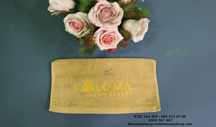 Khăn Spa 100 Cotton Màu Vàng Nhạt 35X75Cm Thêu Logo Khăn Spa 100 Cotton Màu Vàng Nhạt 35x75cm Thêu Logo