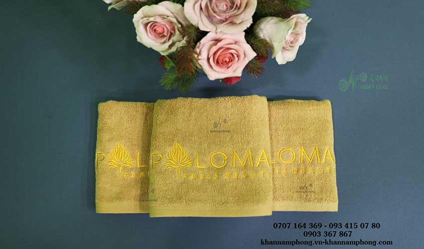 Khăn Spa 100 Cotton Màu Vàng Nhạt 35X75Cm Thêu Logo Khăn Spa 100 Cotton Màu Vàng Nhạt 35x75cm Thêu Logo