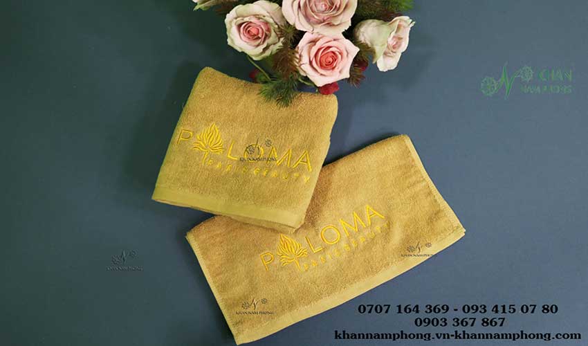 Khăn Spa 100 Cotton Màu Vàng Nhạt 35X75Cm Thêu Logo Khăn Spa 100 Cotton Màu Vàng Nhạt 35x75cm Thêu Logo