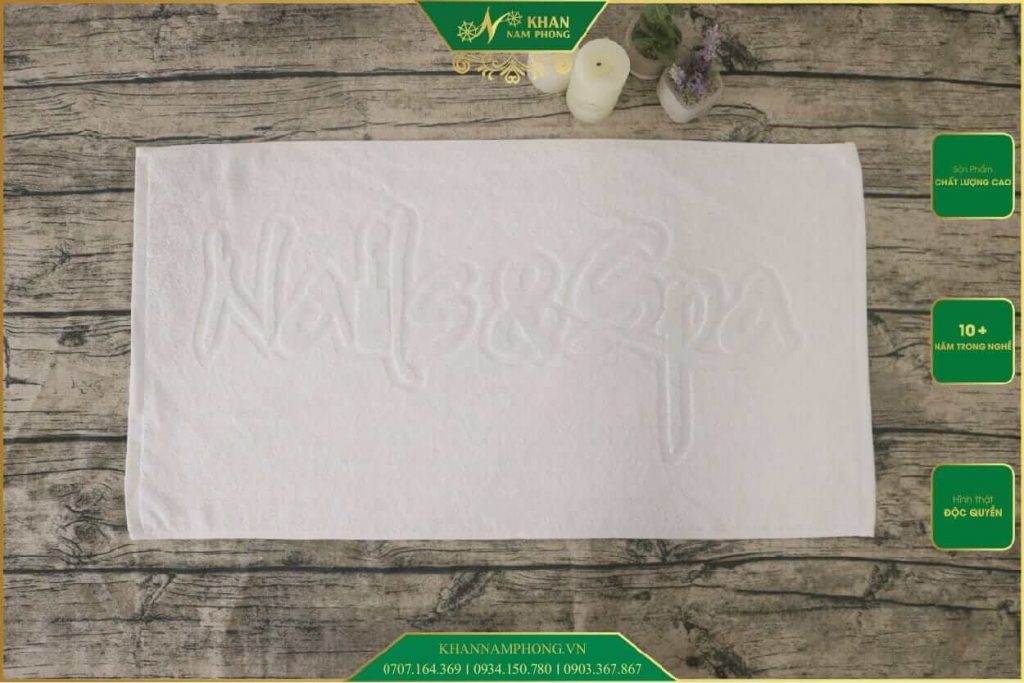 Khăn Cho Tiệm Nail 100% Cotton Dập Logo Nổi Nail &Amp; Spa Khăn Cho Tiệm Nail 100% Cotton Dập Logo Nổi Nail & Spa