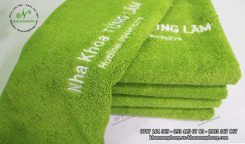 Nha Khoa Tùng Lâm (Xanh Cốm - Cotton) Khăn cotton cao cấp với màu xanh cốm mềm mại, thích hợp cho spa