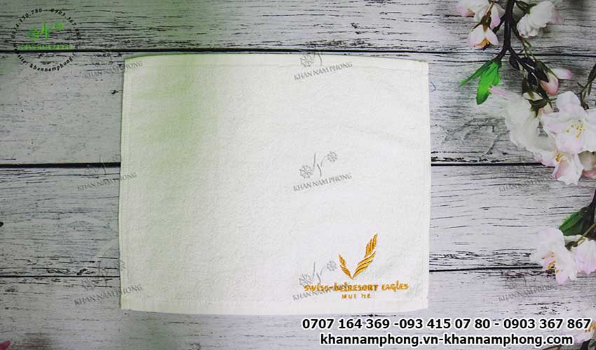Khăn Lau Tay Khách Sạn, Resort Thêu Logo100% Cotton Màu Trắng Vuông 30X30Cm 34X34Cm Khăn Lau Tay Khách Sạn, Resort Thêu Logo100% Cotton Màu Trắng Vuông 30X30cm 34X34cm