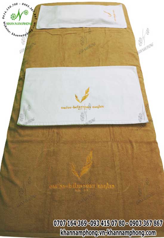 Khăn Body Spa 100% Cotton Màu Trắng Thêu Logo Mẫu khăn body Swiss-Belresort Eagles (Trắng & amp - Cotton)