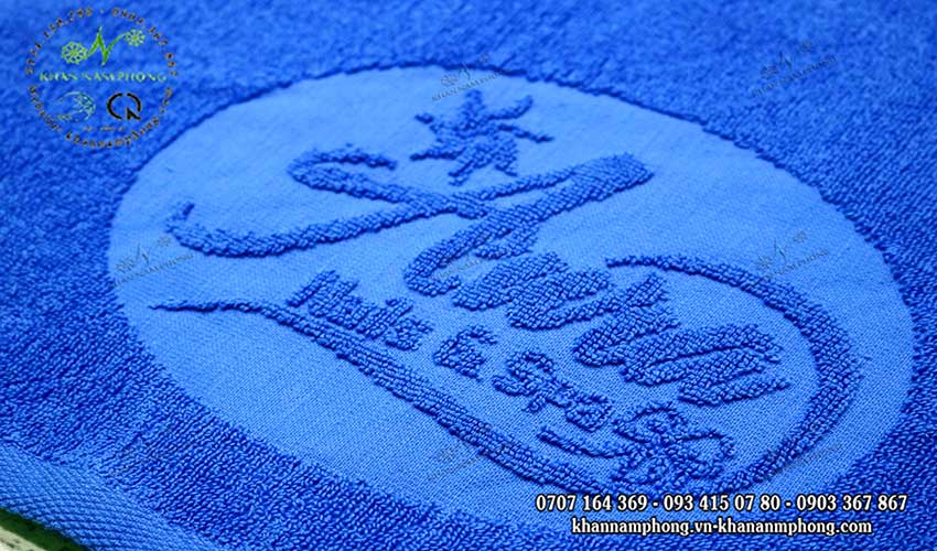 Khăn Quấn Tóc Spa Màu Xanh Dương Cotton Cao Cấp Dệt Logo - Kt 34X80Cm Khăn Quấn Tóc Spa Màu Xanh Dương Cotton Cao Cấp Dệt Logo - KT 34x80cm