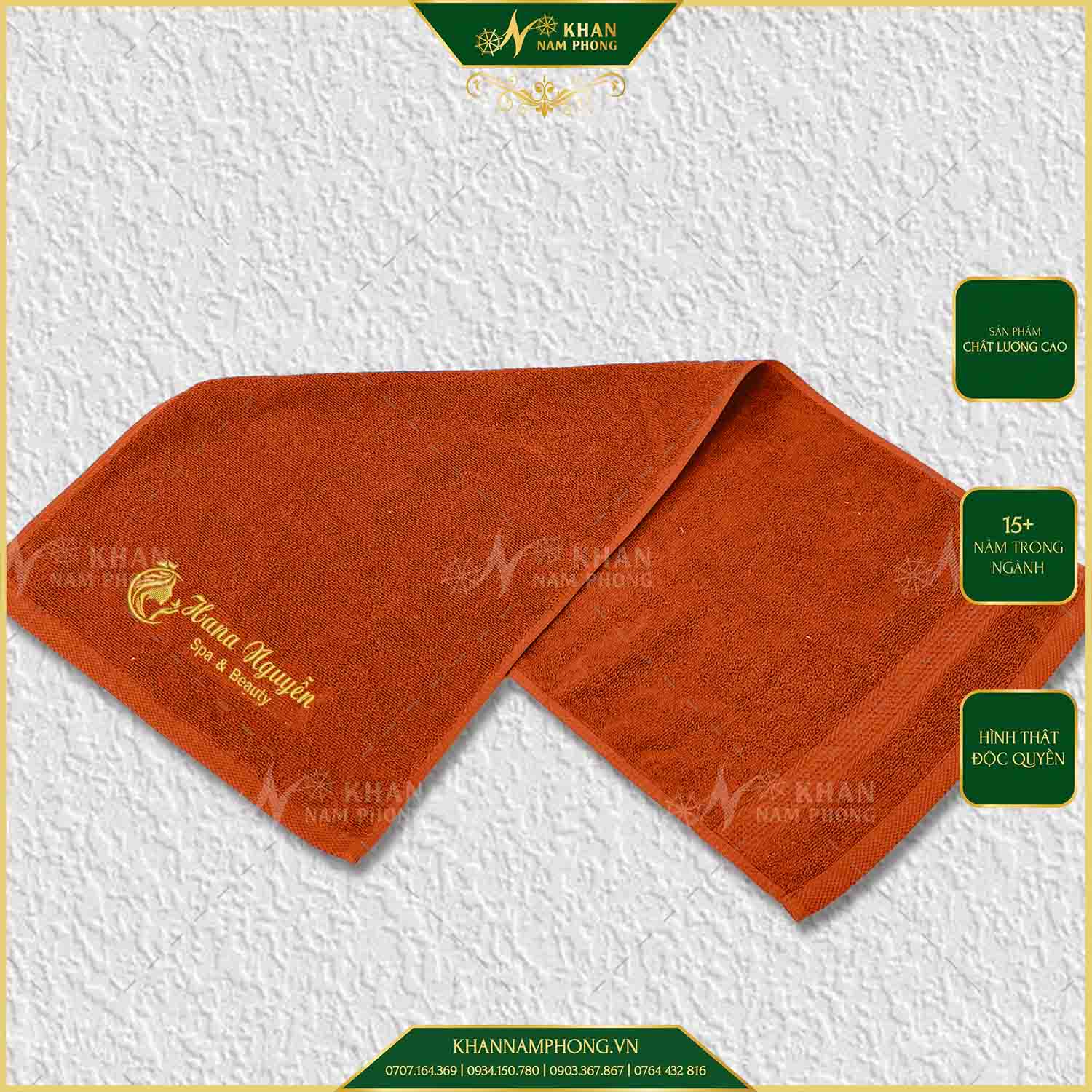 Bộ Khăn Cho Salon Nails, Làm Móng Màu Da Bò (100% Cotton) Thêu Logo Bộ Khăn Cho Salon Nails, Làm Móng Màu Da Bò (100% Cotton) Thêu Logo
