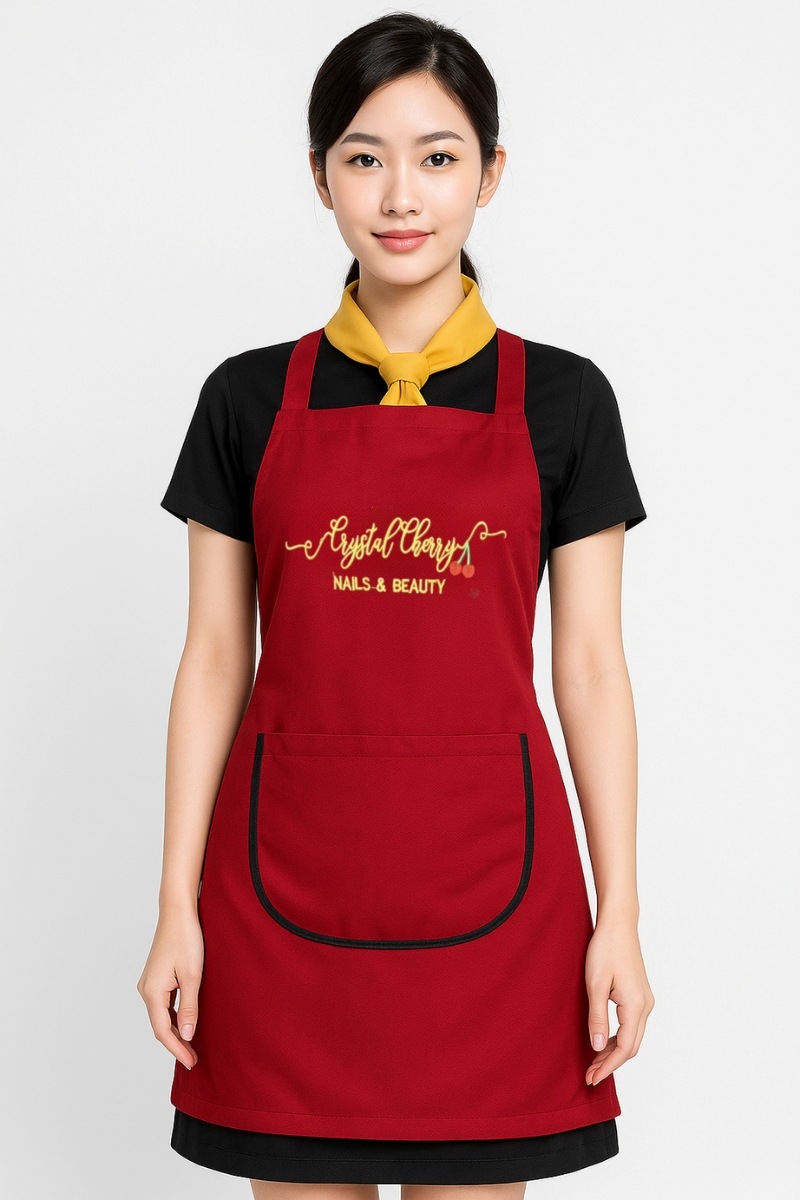 Tạp Dề Tiệm Nails Thêu Logo Màu Xanh Mint Cotton Lạnh Cổ Vuông Freesize Tạp Dề Tiệm Nails Thêu Logo Màu Xanh Mint Cotton Lạnh Cổ Vuông Freesize