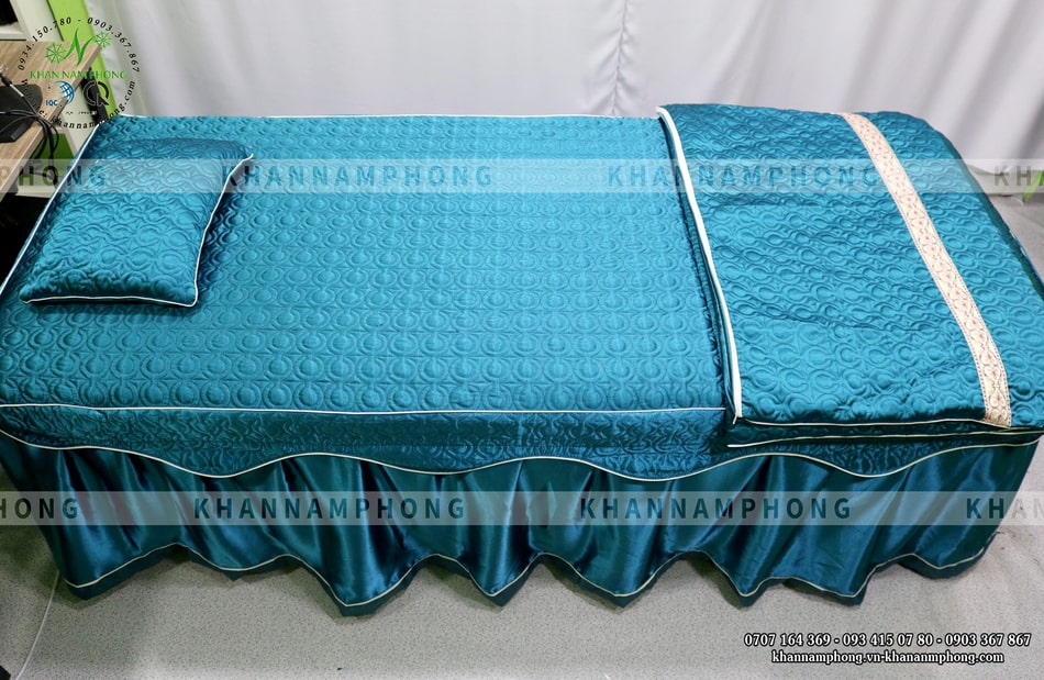 Ga Trải Giường Spa Chần Bông Xanh Cổ Vịt Kèm Gối &Amp; Đắp Ga Trải Giường Spa Chần Bông Xanh Cổ Vịt Kèm Gối & Đắp