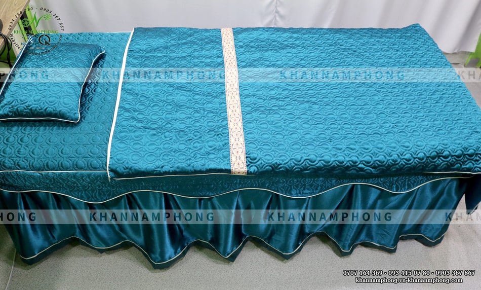 Ga Trải Giường Spa Chần Bông Xanh Cổ Vịt Kèm Gối &Amp; Đắp Ga Trải Giường Spa Chần Bông Xanh Cổ Vịt Kèm Gối & Đắp