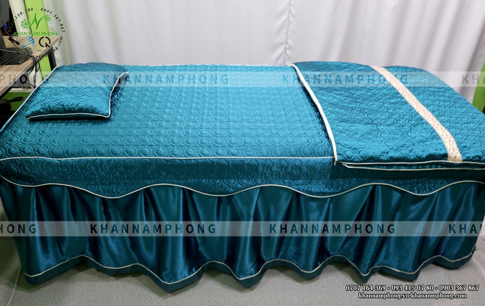 Ga Trải Giường Spa Chần Bông Xanh Cổ Vịt Kèm Gối &Amp; Đắp Ga Trải Giường Spa Chần Bông Xanh Cổ Vịt Kèm Gối & Đắp