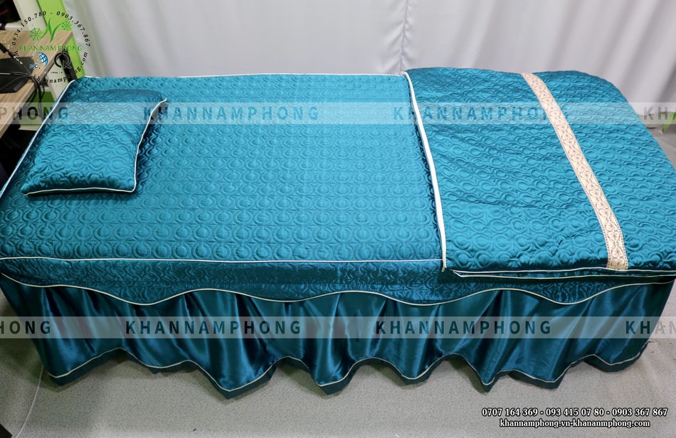 Ga Trải Giường Spa Chần Bông Xanh Cổ Vịt Kèm Gối &Amp; Đắp Ga Trải Giường Spa Chần Bông Xanh Cổ Vịt Kèm Gối & Đắp