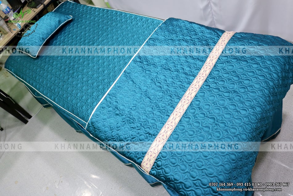 Ga Trải Giường Spa Chần Bông Xanh Cổ Vịt Kèm Gối &Amp; Đắp Ga Trải Giường Spa Chần Bông Xanh Cổ Vịt Kèm Gối & Đắp