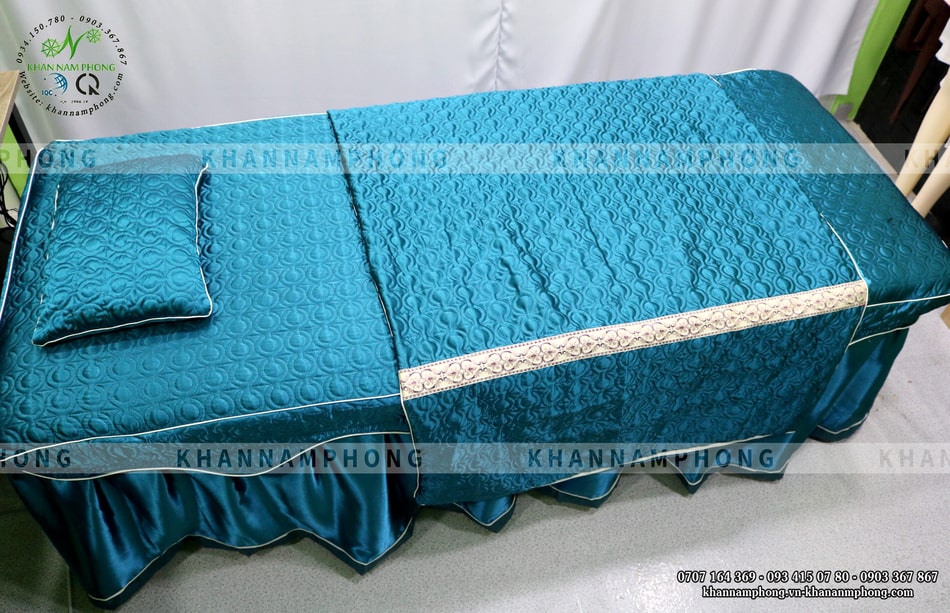 Ga Trải Giường Spa Chần Bông Xanh Cổ Vịt Kèm Gối &Amp; Đắp Ga Trải Giường Spa Chần Bông Xanh Cổ Vịt Kèm Gối & Đắp