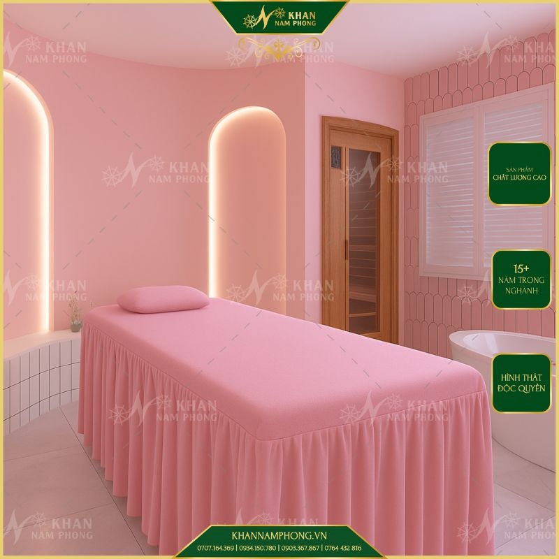 Ga Trải Giường Spa Thun Co Giãn Màu Hồng, Cam Ga Trải Giường Spa Thun Co Giãn Màu Hồng, Cam