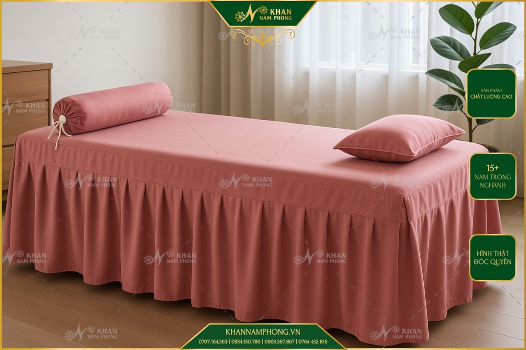 Ga Trải Giường Spa Thun Co Giãn Màu Hồng, Cam Ga Trải Giường Spa Thun Co Giãn Màu Hồng, Cam