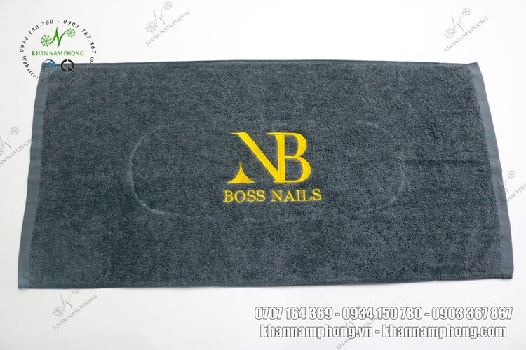Khăn Nails Cotton Cao Cấp Màu Xám Thêu Logo Boss Nails - Kt 40X60Cm Khăn Nails Cotton Cao Cấp Màu Xám Thêu Logo Boss Nails - KT 40x60cm