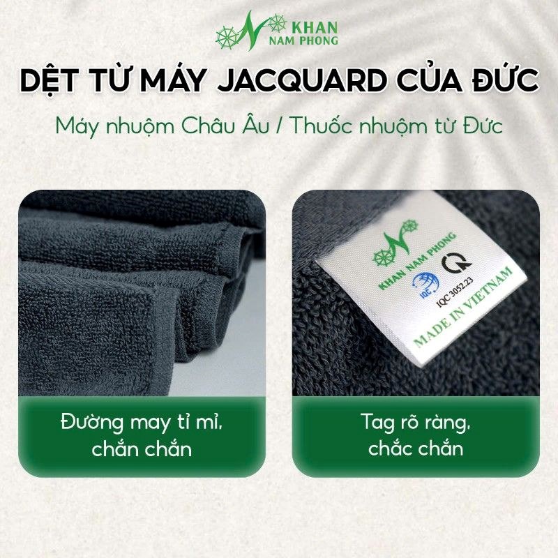Khăn Được Dệt Từ Máy Jaccquard Của Đức Nên Độ Bền Sợi Cao Và Đường May Tỉ Mỉ Khăn được dệt từ máy Jaccquard của Đức nên độ bền sợi cao và đường may tỉ mỉ