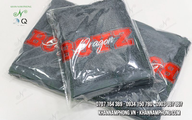 Khăn Quà Tặng Cotton Thêu Logo Boyz Dragon Màu Xám Khăn quà tặng cotton thêu logo BoyZ Dragon màu xám