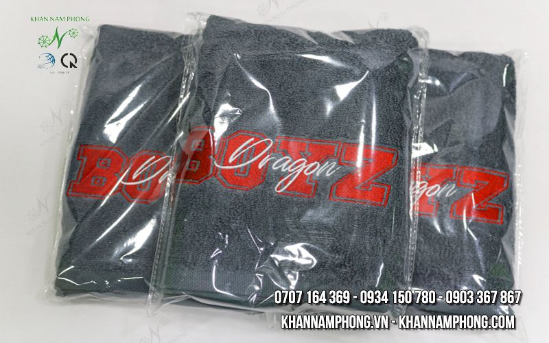 Khăn Quà Tặng Cotton Thêu Logo Boyz Dragon Màu Xám Khăn quà tặng cotton thêu logo BoyZ Dragon màu xám