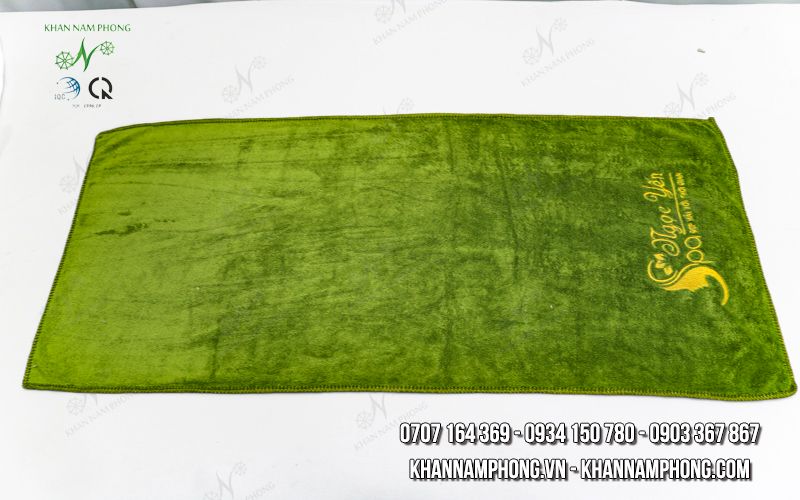 Khăn Spa Microfiber Màu Xanh Lá Thêu Logo Ngọc Yến - Kt 34X80Cm Khăn Spa Microfiber Màu Xanh Lá Thêu Logo Ngọc Yến - KT 34x80cm