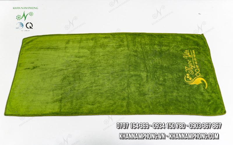 Khăn Spa Microfiber Màu Xanh Lá Thêu Logo Ngọc Yến - Kt 34X80Cm Khăn Spa Microfiber Màu Xanh Lá Thêu Logo Ngọc Yến - KT 34x80cm
