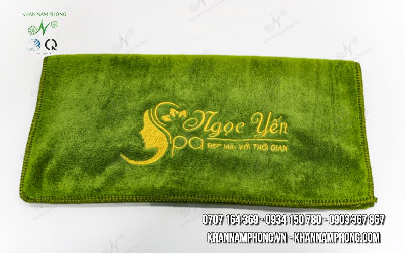 Khăn Spa Microfiber Màu Xanh Lá Thêu Logo Ngọc Yến - Kt 34X80Cm Khăn Spa Microfiber Màu Xanh Lá Thêu Logo Ngọc Yến - KT 34x80cm