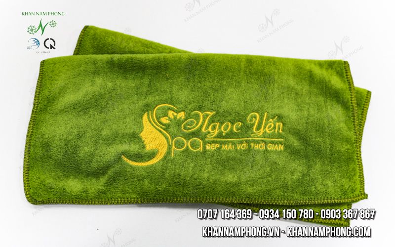 Khăn Spa Microfiber Màu Xanh Lá Thêu Logo Ngọc Yến - Kt 34X80Cm Khăn Spa Microfiber Màu Xanh Lá Thêu Logo Ngọc Yến - KT 34x80cm