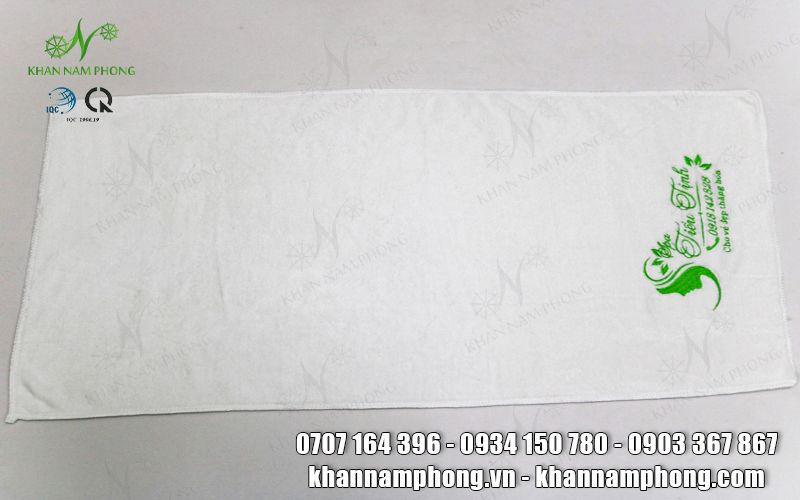 Khăn Spa Microfiber Màu Trắng Thêu Logo Tiểu Tịnh Spa - Kt 34X80Cm Khăn Spa Microfiber Màu Trắng Thêu Logo Tiểu Tịnh Spa - KT 34x80cm