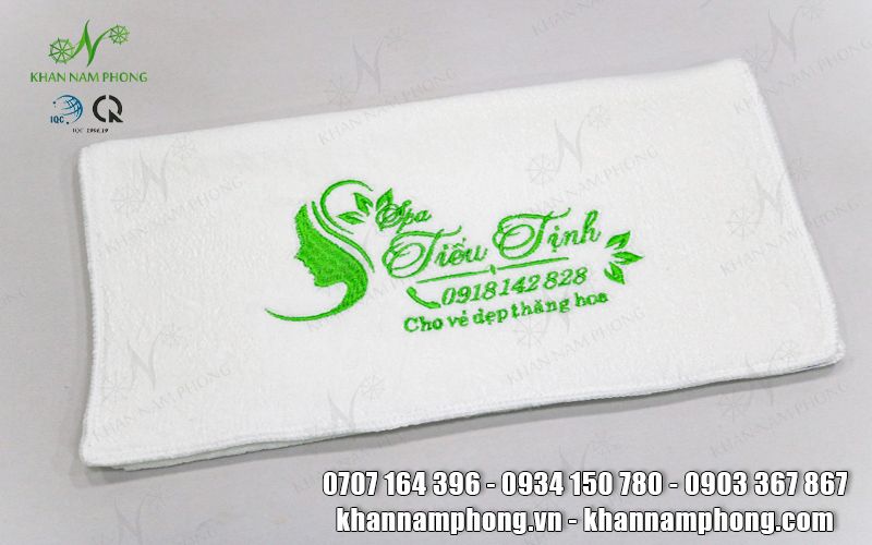 Khăn Spa Microfiber Màu Trắng Thêu Logo Tiểu Tịnh Spa - Kt 34X80Cm Khăn Spa Microfiber Màu Trắng Thêu Logo Tiểu Tịnh Spa - KT 34x80cm