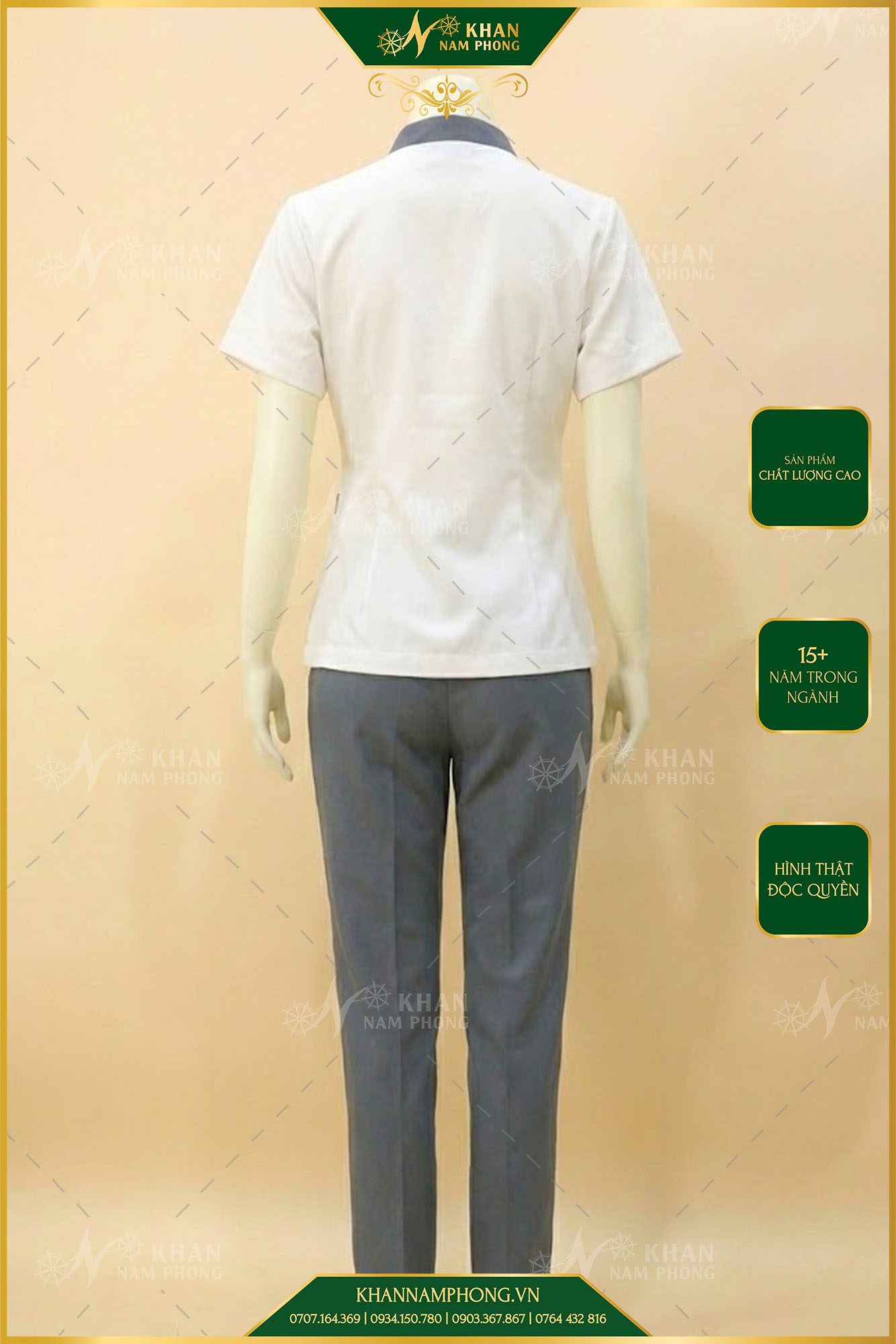 Đồng Phục Clinic Màu Trắng Gạo Chất Liệu Cotton Nhật Thêu Logo Dr Cao Yến Clinic Váy Đồng Phục Clinic Màu Trắng Gạo Chất Liệu Cotton Nhật Thêu Logo Dr Cao Yến Clinic