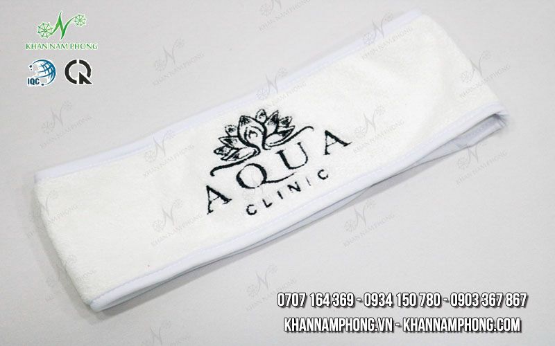 Băng Đô Spa Microfiber Thêu Logo Aqua Clinic Màu Trắng Băng đô spa cao cấp - Băng đô Aqua Clinic cho khách sạn