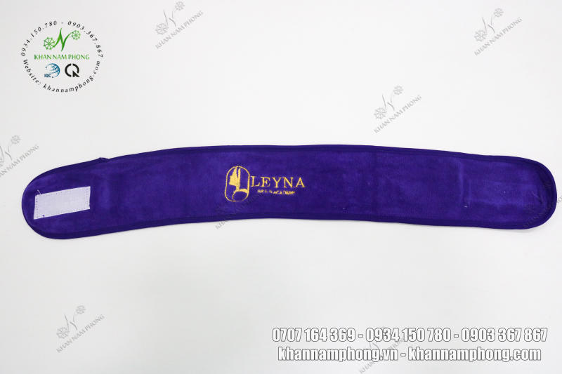 Băng Đô Spa Thêu Logo Leyna Spa &Amp; Academy Màu Tím Băng đô spa cao cấp LEYNA với chất liệu cotton tự nhiên mang lại sự thoải mái cho khách hàng