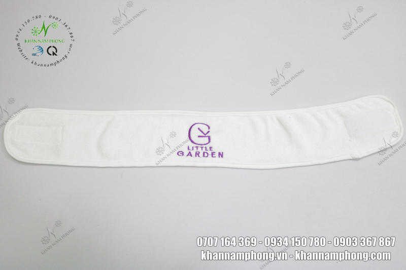 Băng Đô Spa Màu Trắng Thêu Logo Little Garden Băng đô spa thêu logo mang đến sự sang trọng cho spa