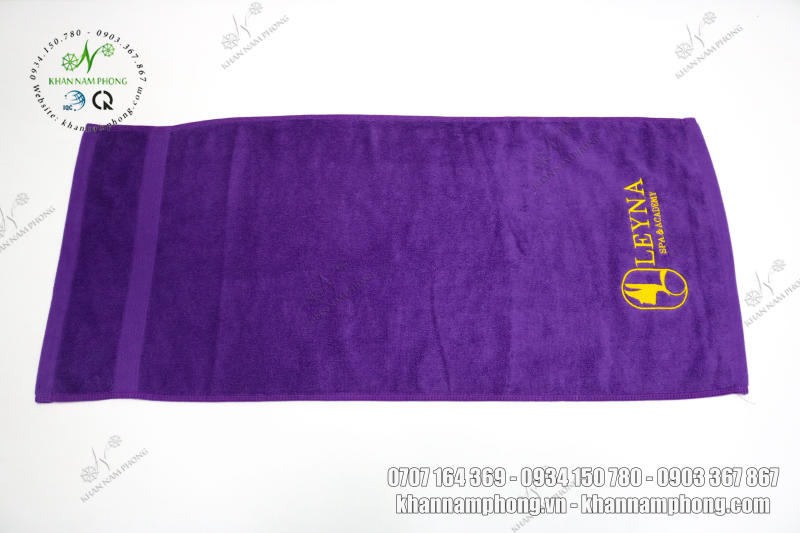 Khăn Spa Cotton Thêu Logo Leyna Spa &Amp; Academy Màu Tím Khăn Spa Cotton Thêu Logo LEYNA Spa & Academy Màu Tím