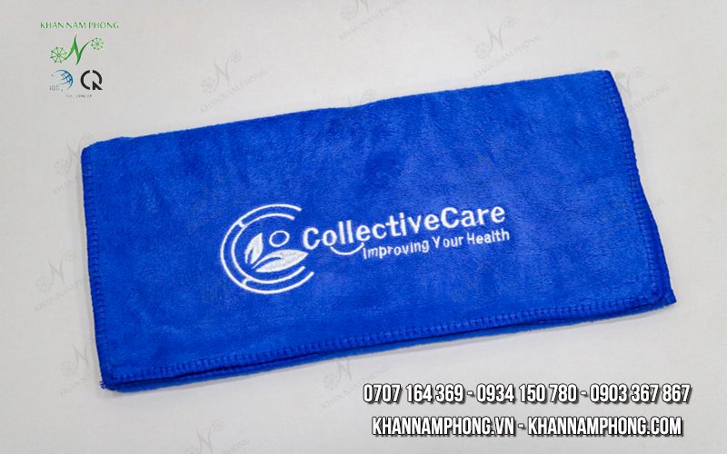 Khăn Thể Thao Tập Gym Microfiber 35X75Cm Màu Xanh Dương Thêu Logo Collective Care Khăn Thể Thao Tập Gym Microfiber 35x75cm Màu Xanh Dương Thêu Logo Collective Care