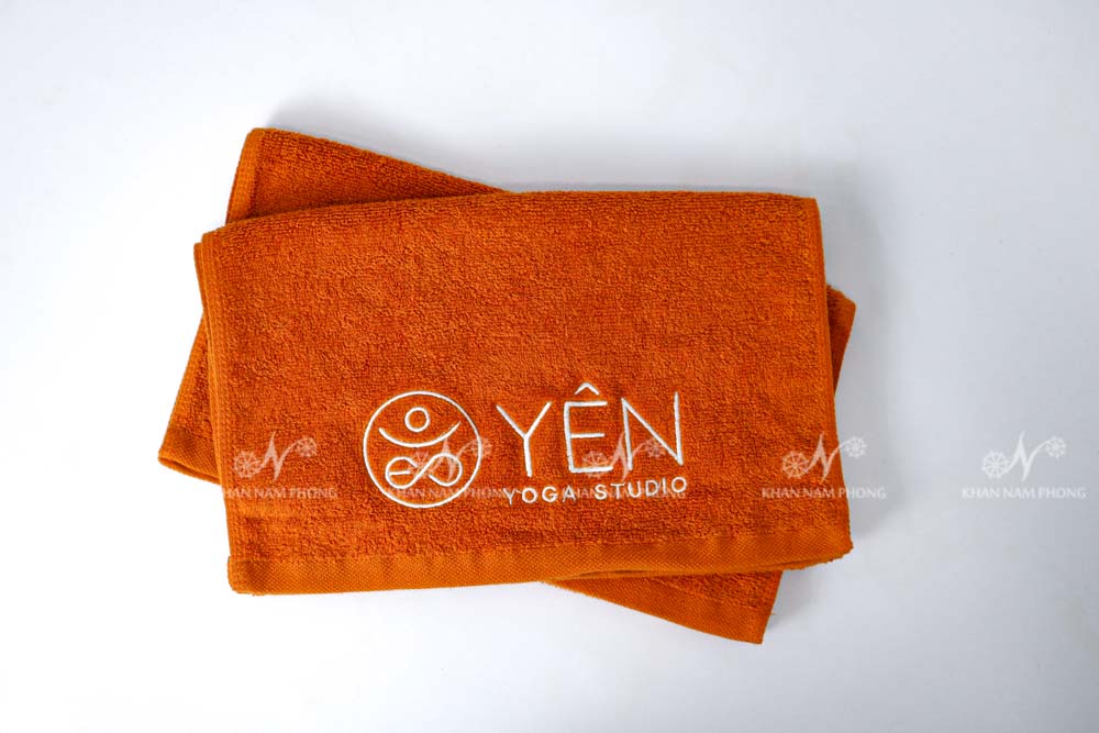 Khăn Gội Đầu- Kq -Ksl Cotton Màu Nâu Da Bò Thêu Logo Khăn Gội Đầu- KQ -KSl Cotton Màu Nâu Da Bò Thêu Logo