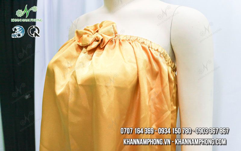 Váy Quây Spa Lụa Phi Bóng Màu Vàng Váy Quây Spa Lụa Phi Bóng Màu Vàng