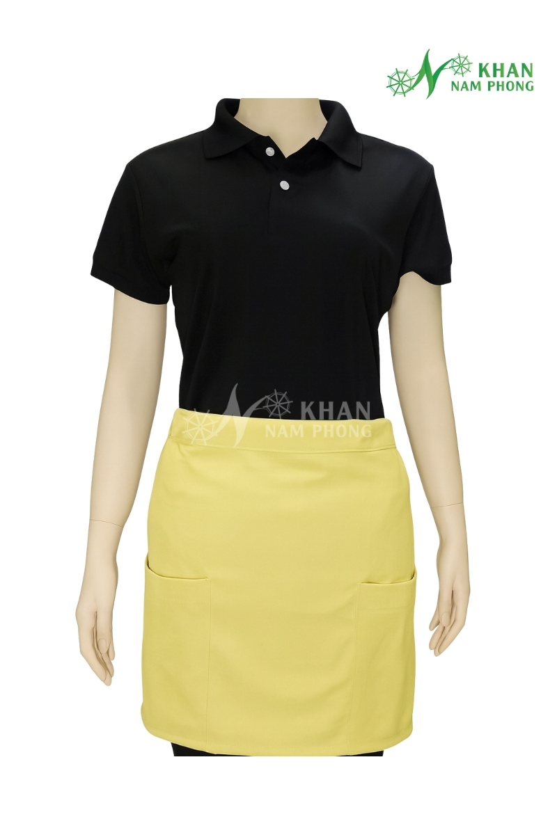 Tạp Dề Ngang Hông Quán Cà Phê Màu Vàng Chanh Cotton Lạnh 2 Túi Freesize – Khăn Nam Phong Tạp dề quán cà phê màu vàng chanh, chất liệu cotton thoáng mát