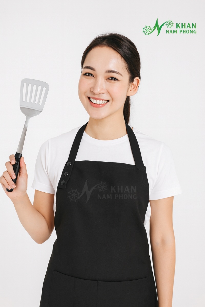 Tạp Dề Đồng Phục Màu Đen Chất Liệu Cotton Lạnh Cổ Vuông Freesize Tạp Dề Đồng Phục Màu Đen Chất Liệu Cotton Lạnh Cổ Vuông Freesize