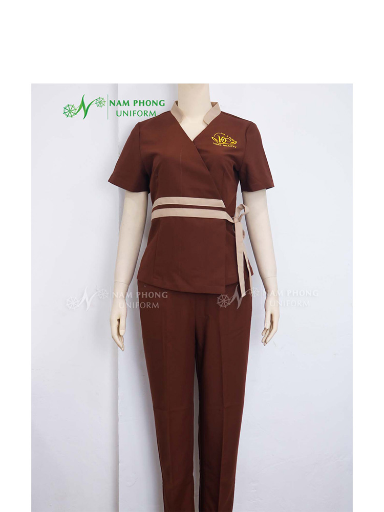 Quần Áo Đồng Phục Màu Nâu Thêu Logo Hani Beauty Spa &Amp; Clinic Hình ảnh DPSP – Hani Beauty Spa & Clinic