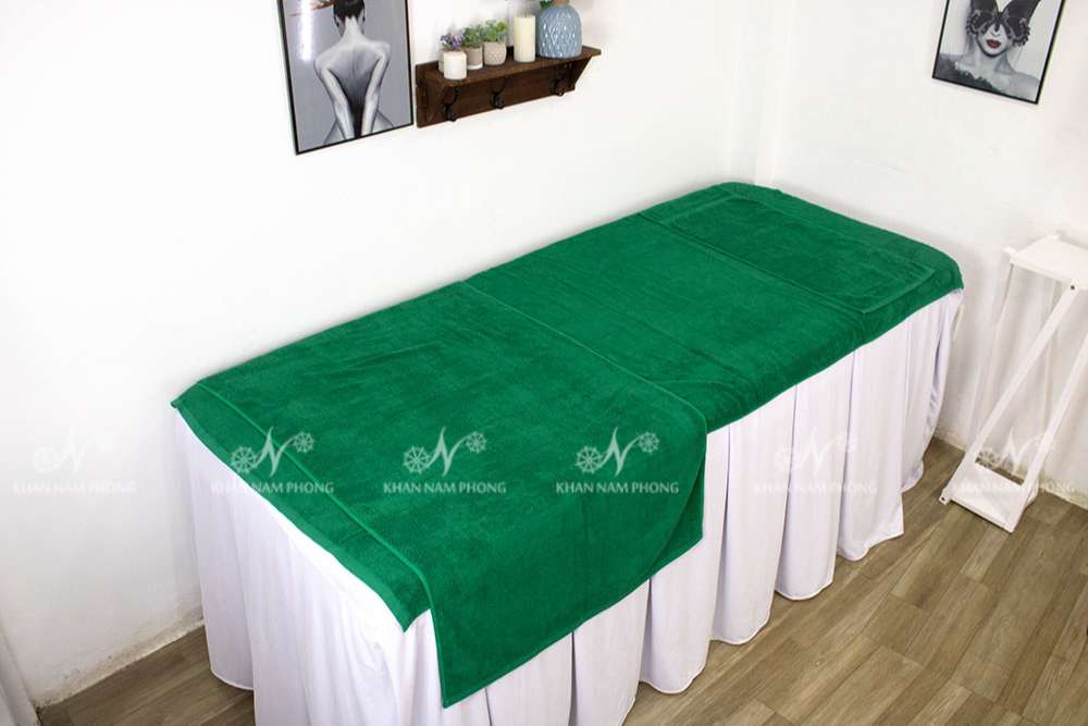 Bộ Khăn Spa Trải Giường Màu Xanh Cổ Vịt 100% Cotton 90X190Cm (750Gr) Cao Cấp Thêu Logo Bộ Khăn Spa Trải Giường Màu Xanh Cổ Vịt 100% Cotton 90x190cm (750gr) Cao Cấp Thêu Logo