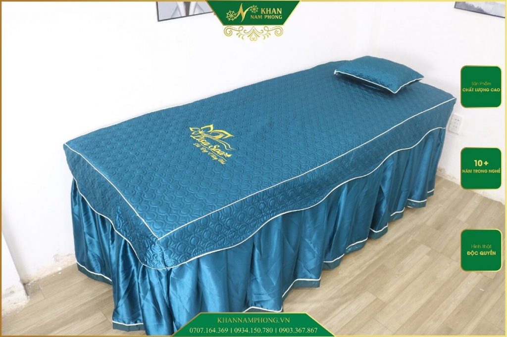 Ga Trải Giường Spa Nối Mi Đẹp - Dùng Phun Xăm, Massage Đa Chức Năng ga trải giường spa cotton chần bông màu xanh cổ vịt