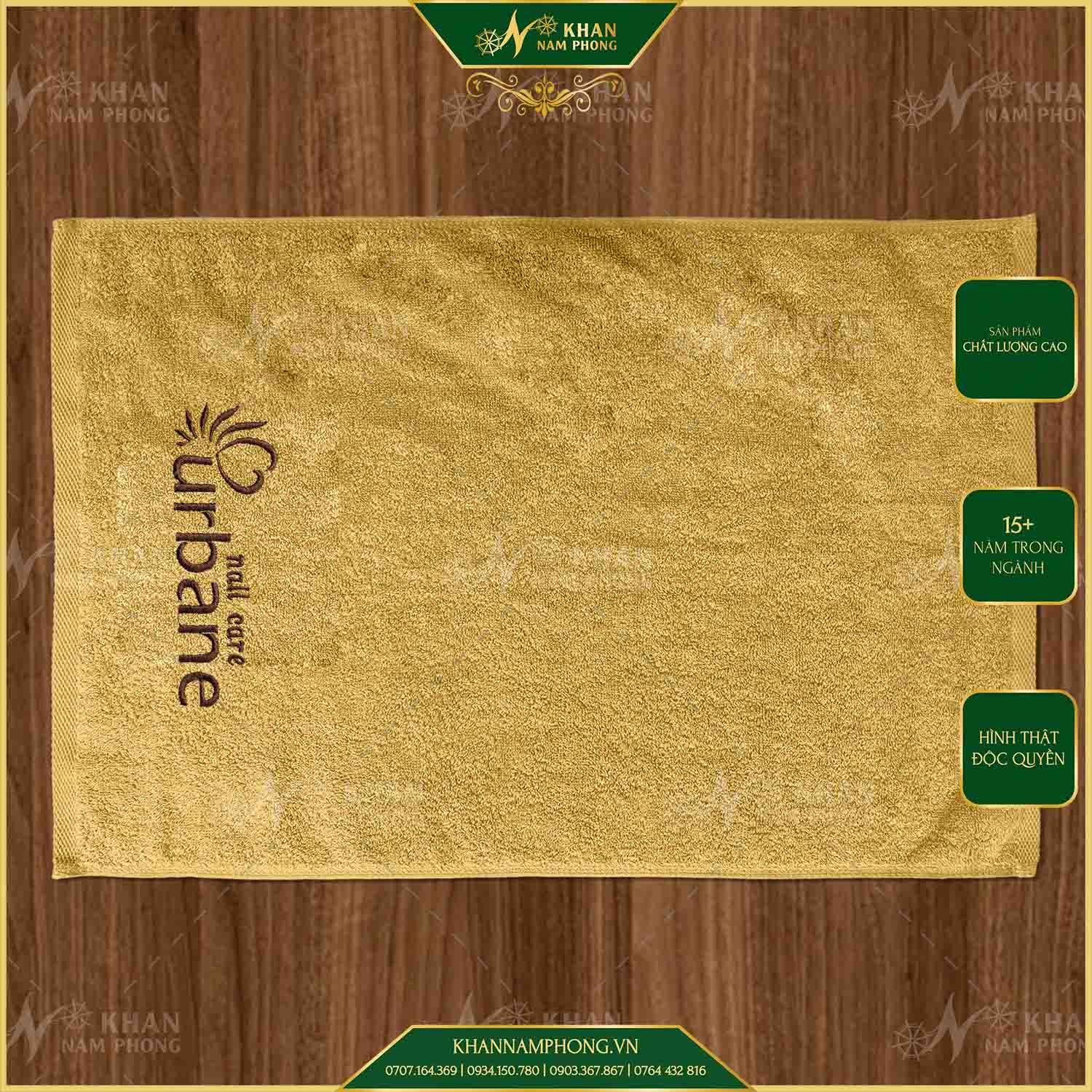 Bộ Khăn Nails, Làm Móng Màu Nâu Nhạt (Cotton) Thêu Logo Bộ Khăn Nails, Làm Móng Màu Nâu Nhạt (Cotton) Thêu Logo