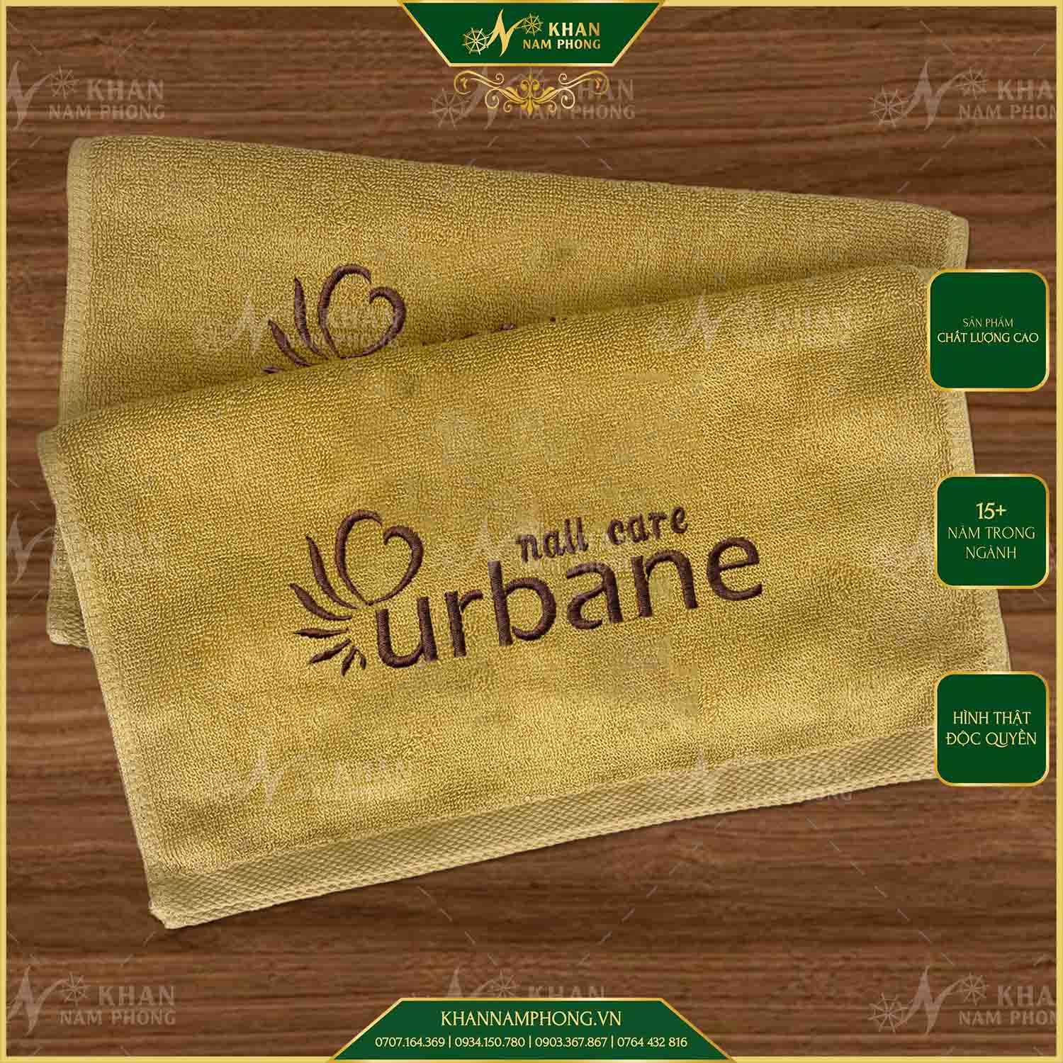 Bộ Khăn Nails, Làm Móng Màu Nâu Nhạt (Cotton) Thêu Logo Bộ Khăn Nails, Làm Móng Màu Nâu Nhạt (Cotton) Thêu Logo